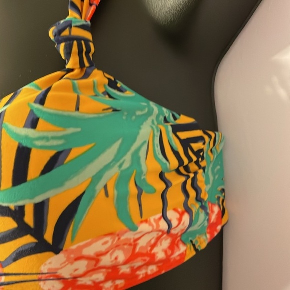 Aerie Yellow Orange Pineapple Tropical Wide Strap Scoop Bikini Top size M - Picture 4 of 13